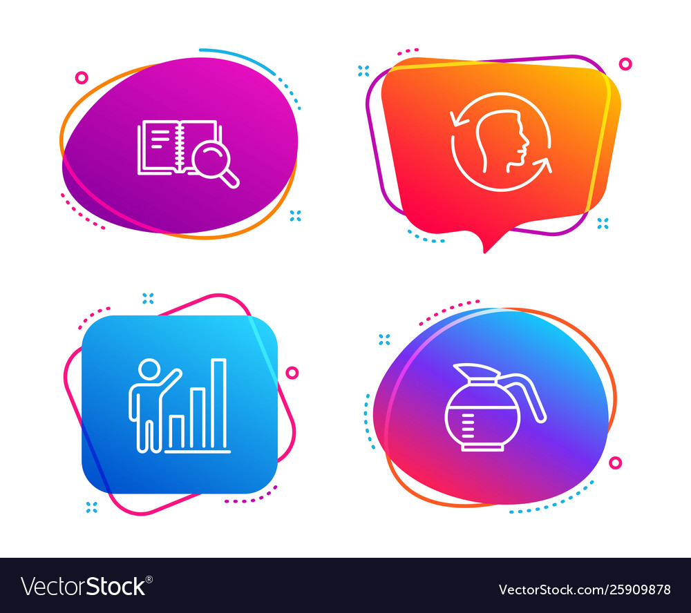 Face id search book and graph chart icons set vector image Face id search book and graph chart icons set