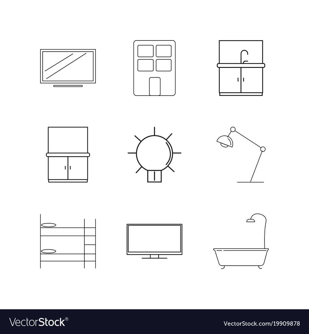 Furniture linear icon set simple outline icons