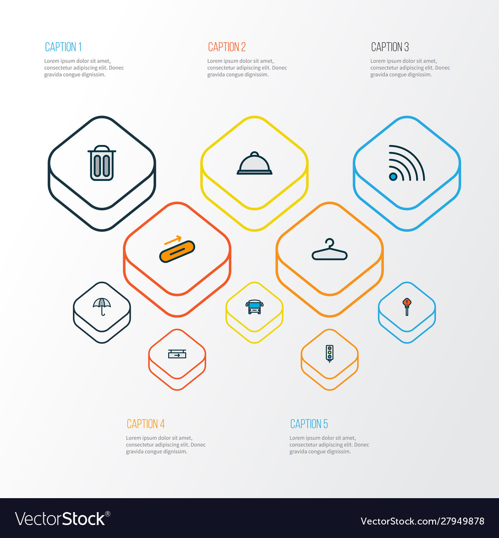 Information icons colored line set with wifi vector image Information icons colored line set with wifi