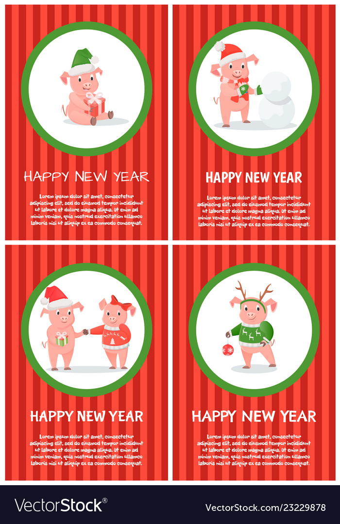 New year of pig holiday festive postcard