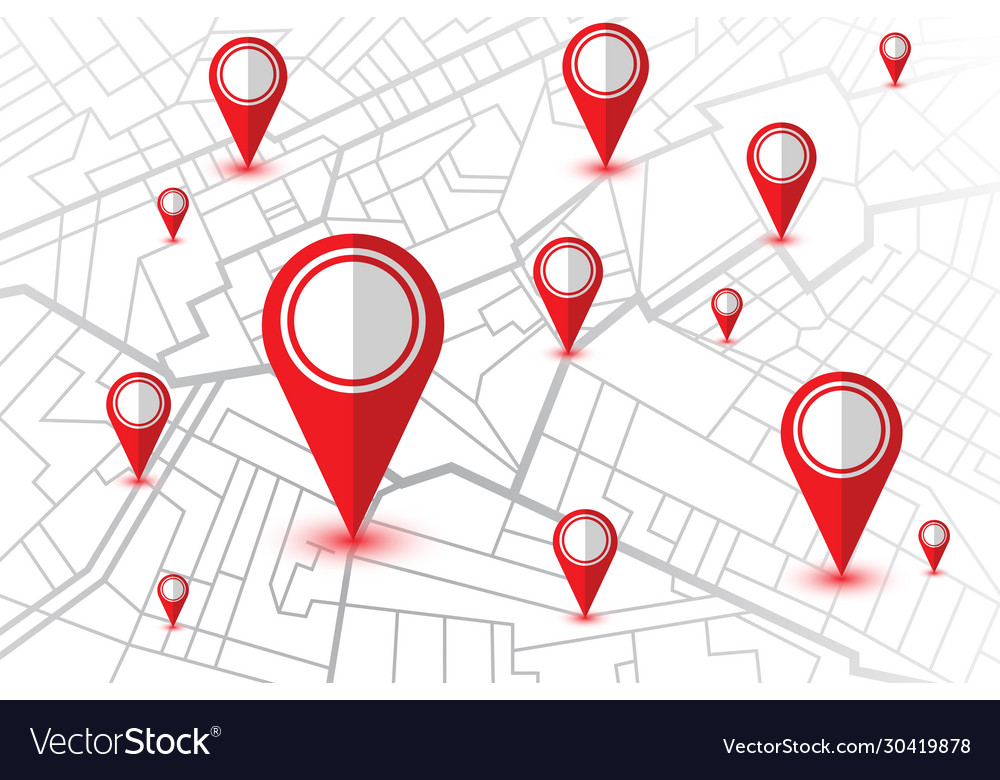 Pin in showing location on gps navigator map vector image Pin in showing location on gps navigator map