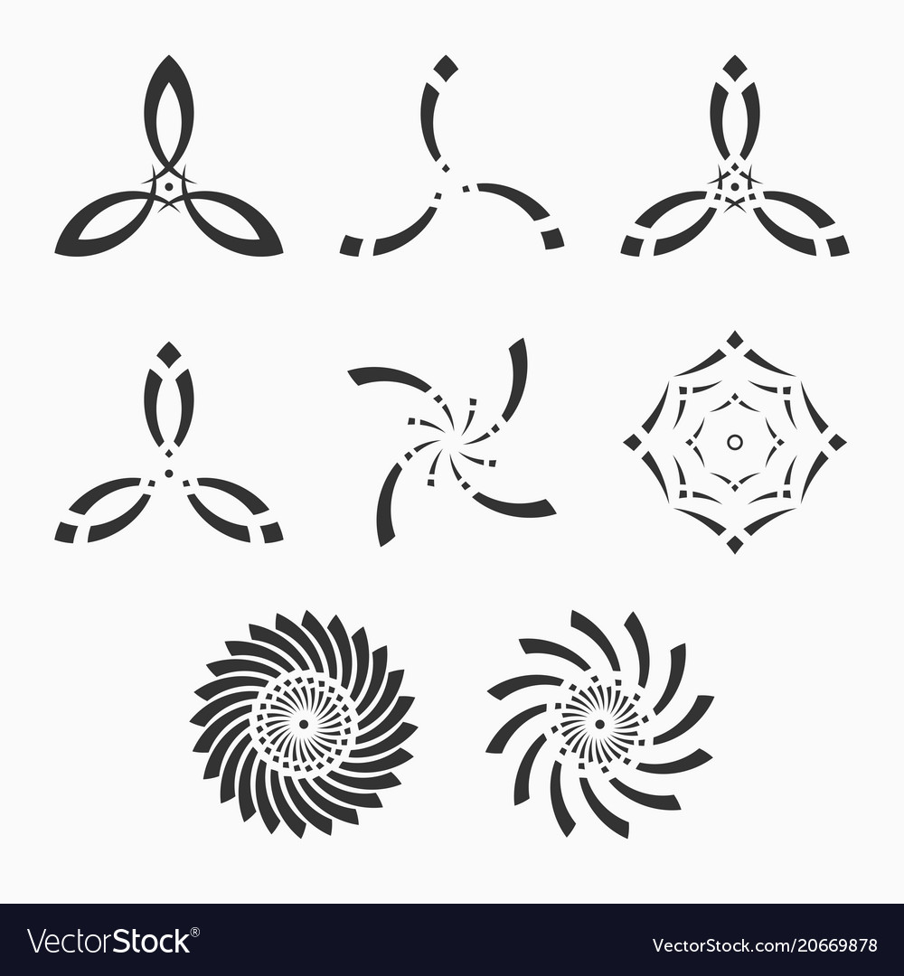 Set of abstract symmetric geometric shapes