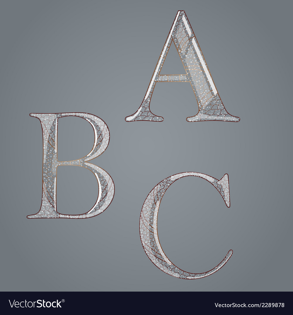 Set with abstract letters