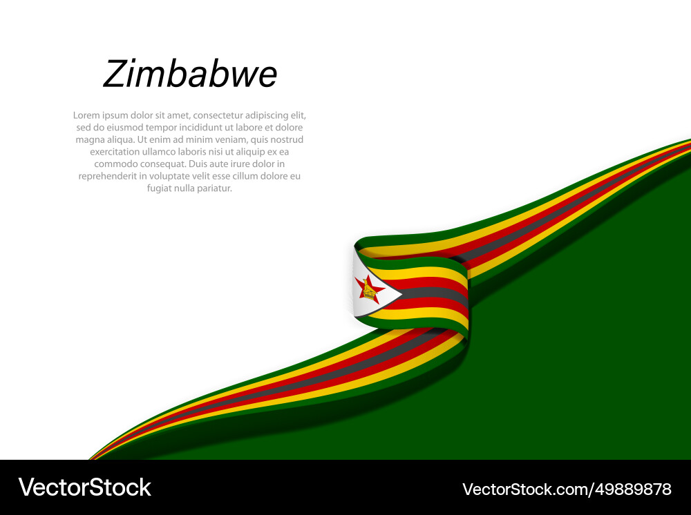 Wave Flag Of Zimbabwe With Copyspace Background Vector Image
