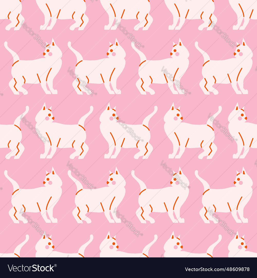 White cats seamless pattern background print