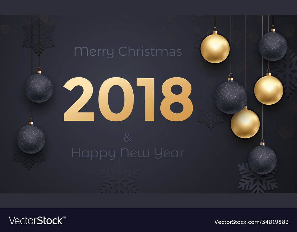 2018 Golden Decoration Banner Greeting Card New Vector Image