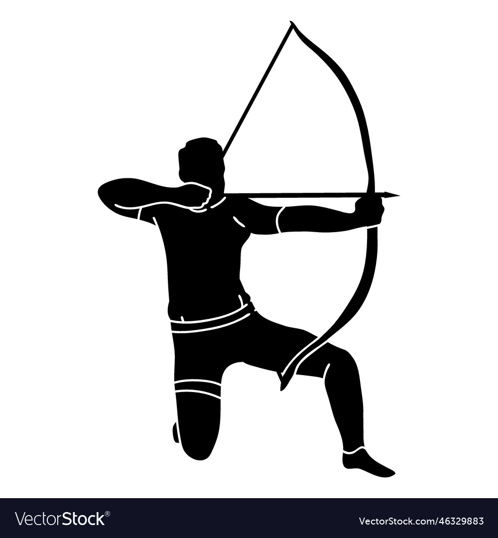 Archer man pose cut out Royalty Free Vector Image