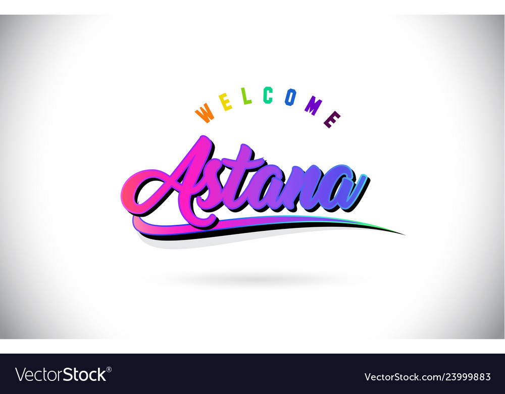 Astana welcome to word text with creative purple Vector Image