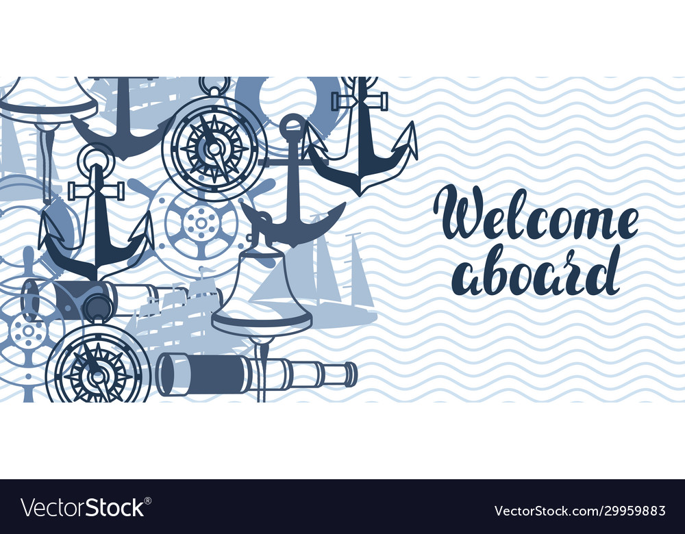 Background with nautical symbols and items Vector Image Background with nautical symbols and items