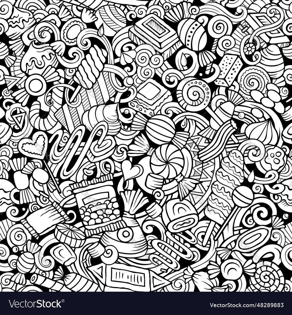 Cartoon doodles candies seamless pattern Vector Image