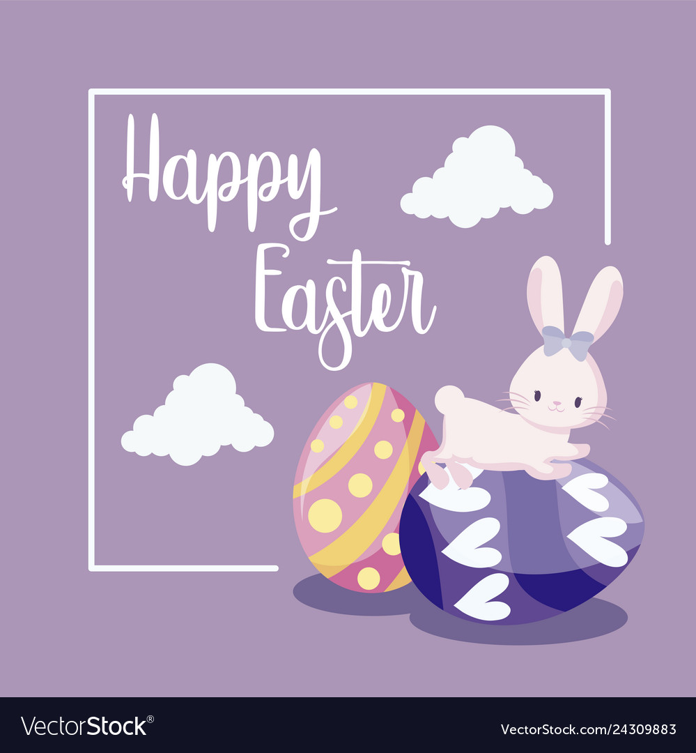 Cute rabbit female with eggs of easter Royalty Free Vector