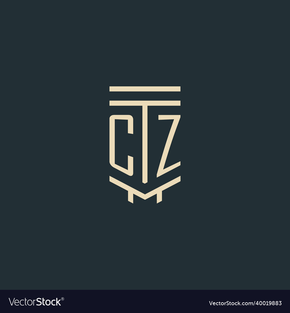 Cz initial monogram with simple line art pillar