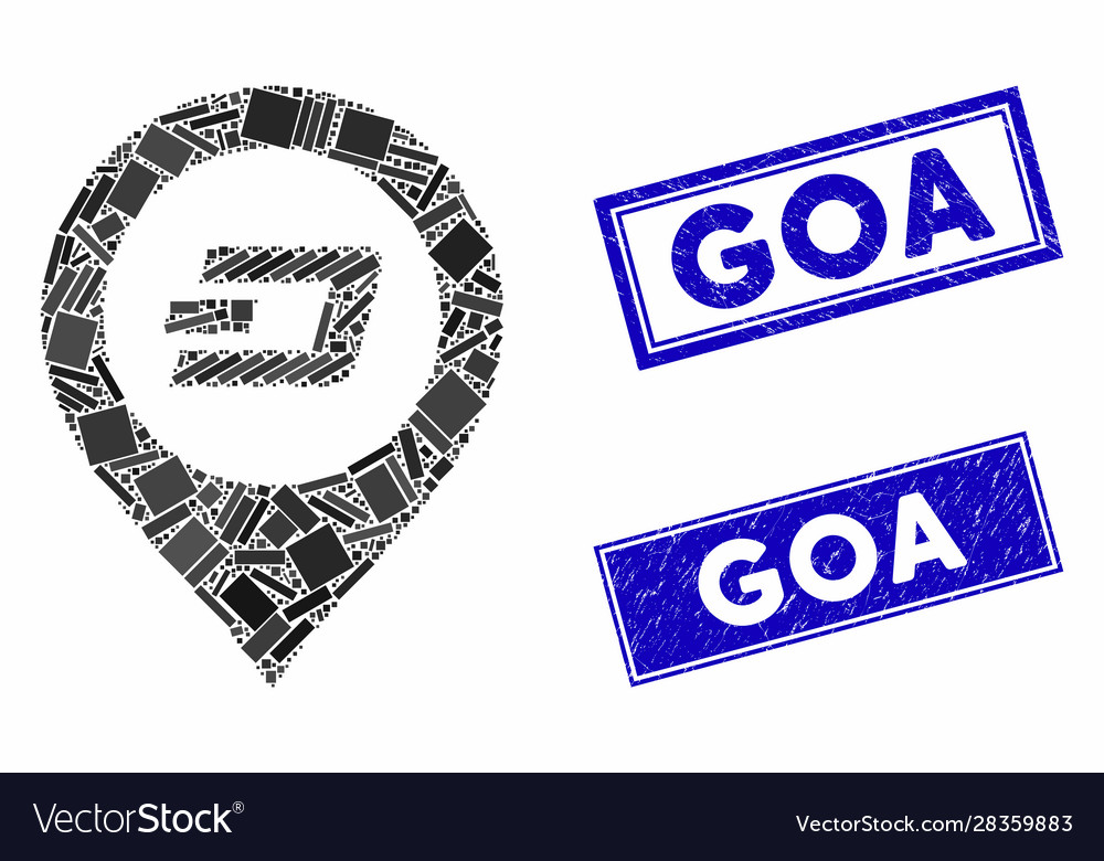 Dash map pointer mosaic and distress rectangle goa vector image Dash map pointer mosaic and distress rectangle goa