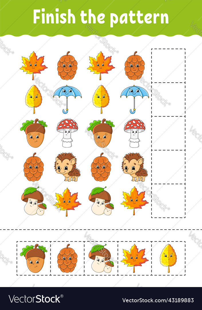 Finish the pattern cut and play education Vector Image