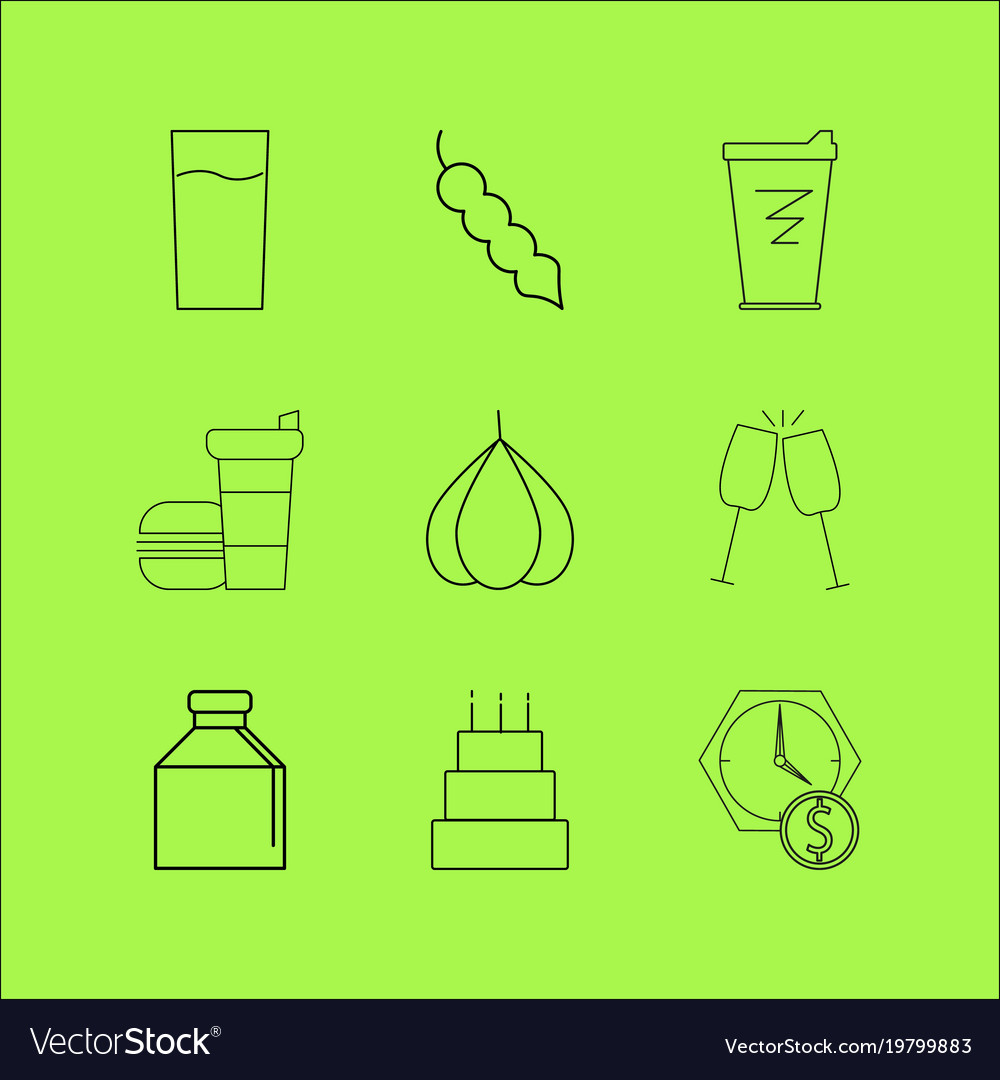 Essen und Trinken lineare Ikone Set einfache Umriss
