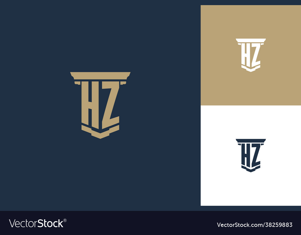 Hz Monogramm Initialen Logo-Design mit Säulensymbol