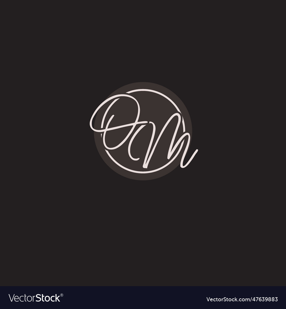 Initials om logo monogram with simple circle line Vector Image