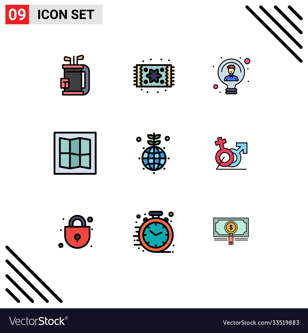 Mobile interface filledline flat color set 9