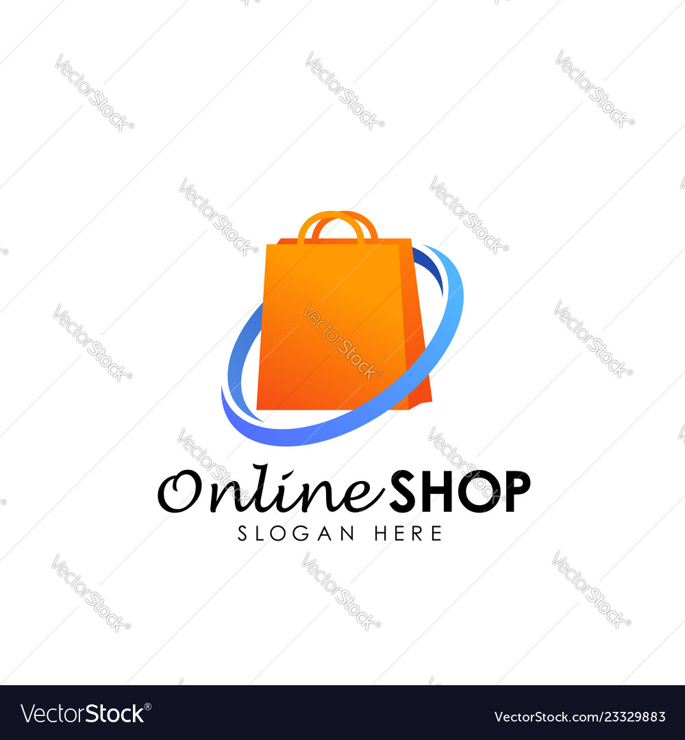 Online shop logo design icon shopping bag logo Vector Image