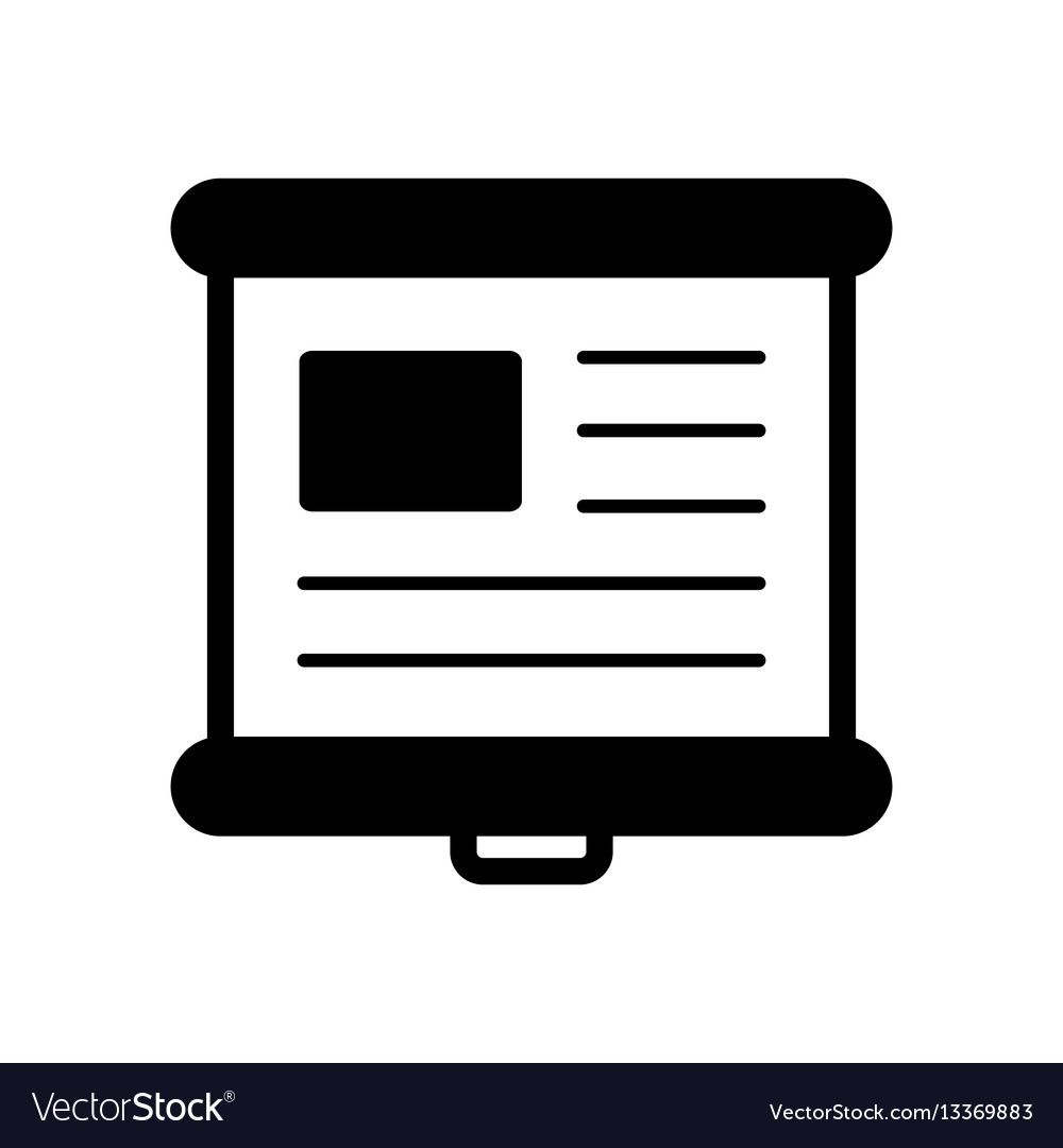 Projector screen isolated icon black vector image Projector screen isolated icon black