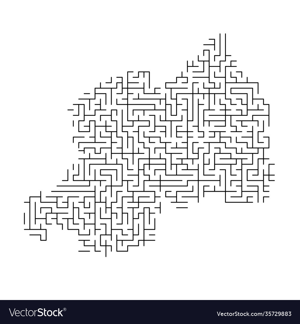 Rwanda map from black pattern maze grid Vector Image Rwanda map from black pattern maze grid