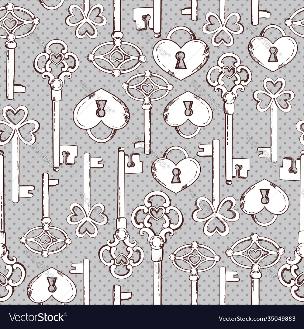 Seamless keys pattern vintage background