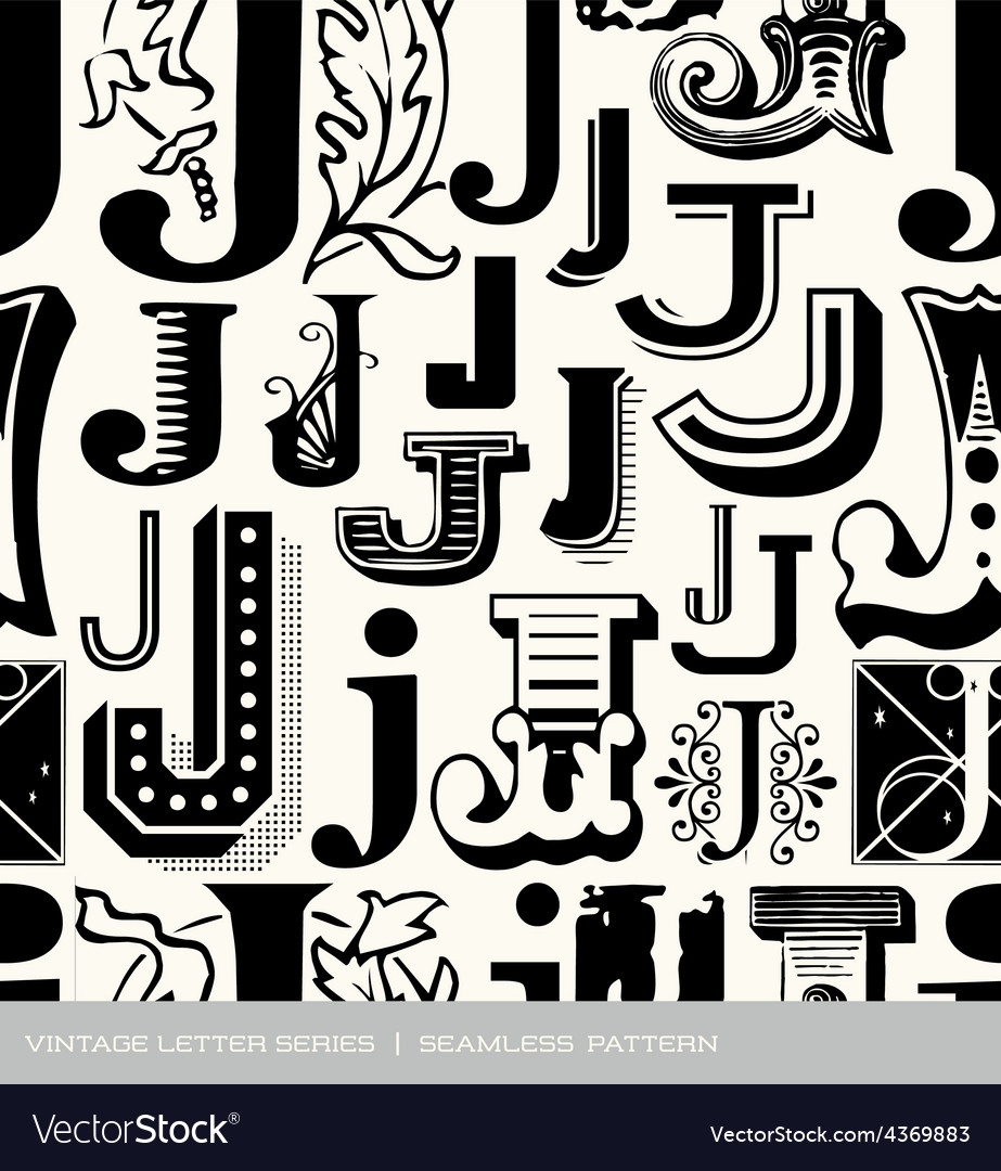 Seamless vintage pattern letter j Royalty Free Vector Image