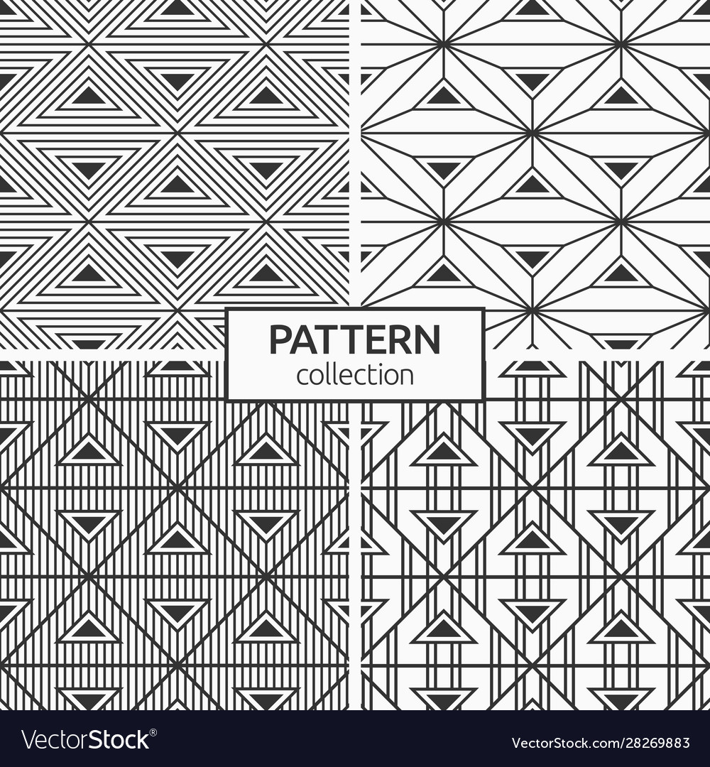 Set four abstract geometric seamless patterns vector image Set four abstract geometric seamless patterns