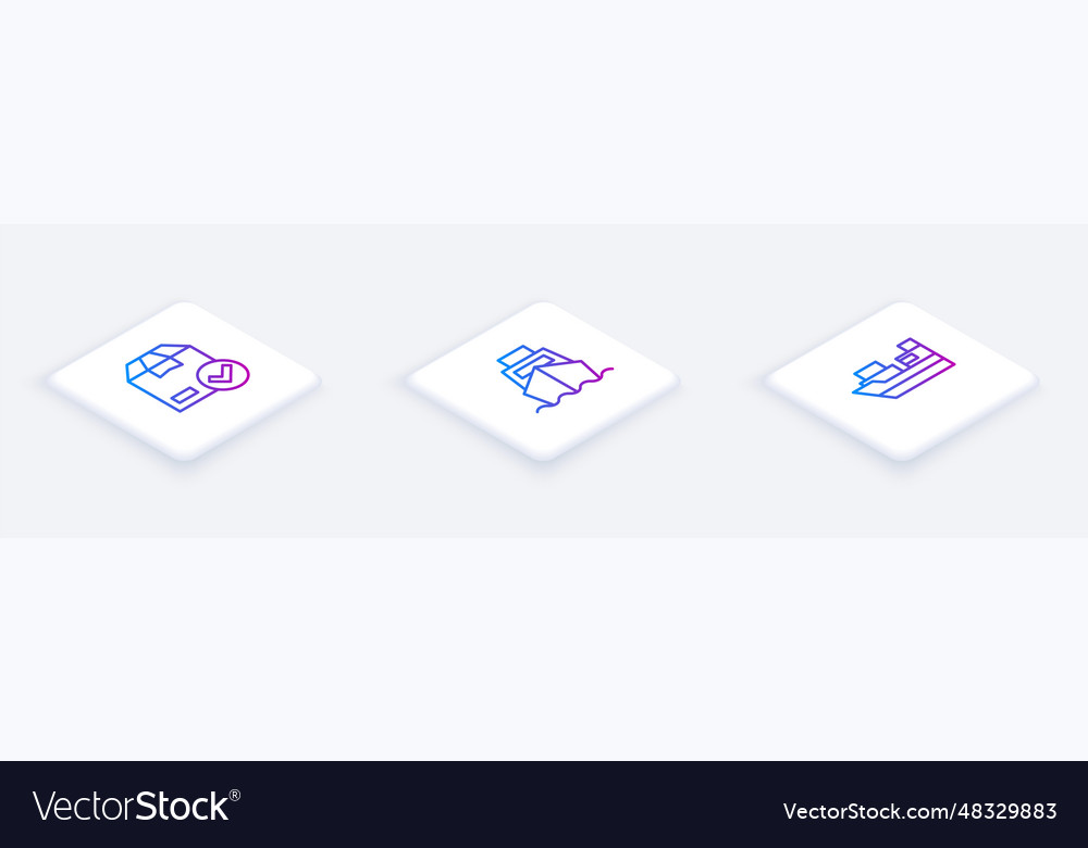 Set isometric line ackage box with check mark Vector Image Set isometric line ackage box with check mark