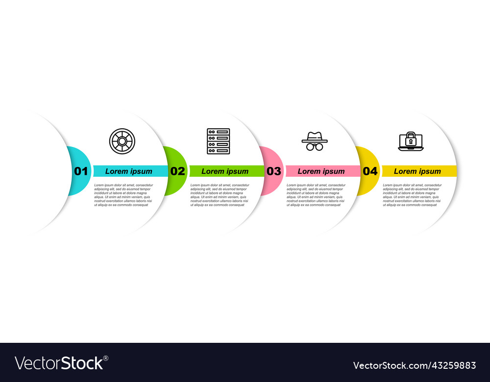 Set line safe server data web hosting vector image Set line safe server data web hosting