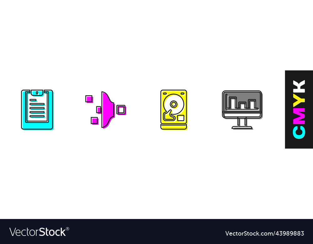Set server data report filter setting hard disk vector image Set server data report filter setting hard disk