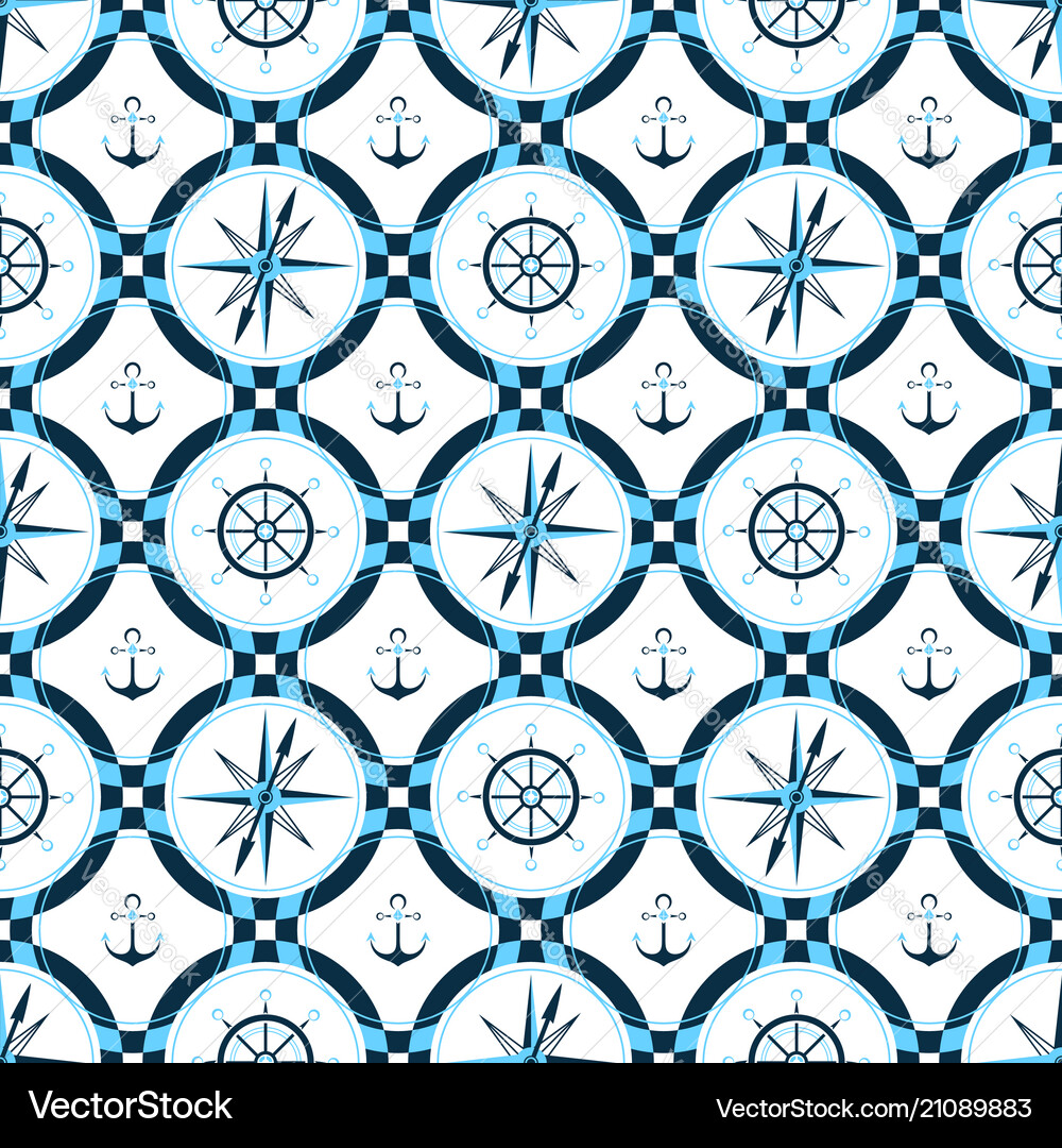 Ship anchor steering wheel compass design of Vector Image