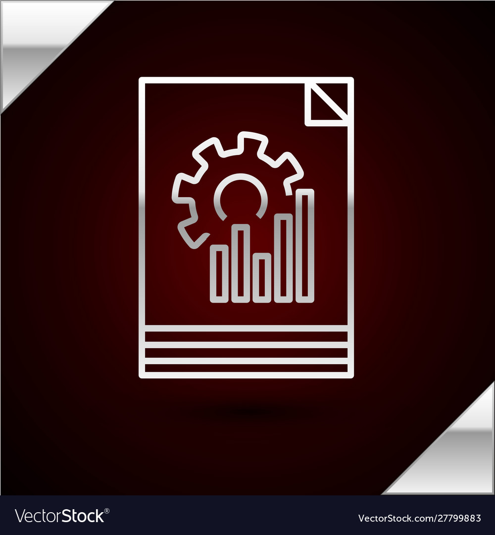 Silver line document with graph chart icon vector image Silver line document with graph chart icon