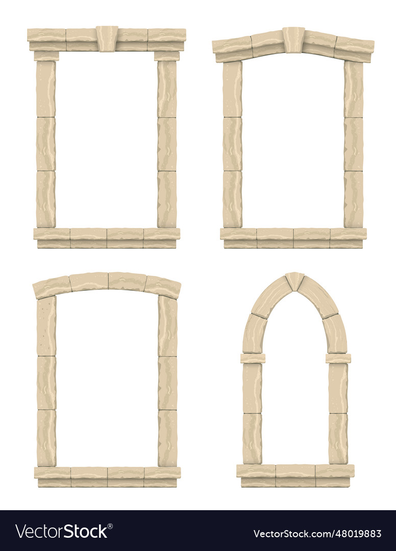 Vintage stone window frames set Royalty Free Vector Image