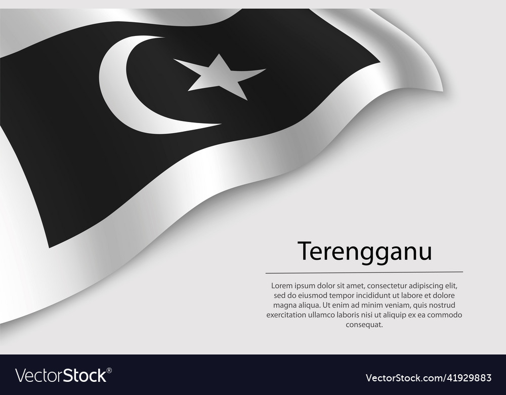 Wave flag of terengganu is a region malaysia Vector Image