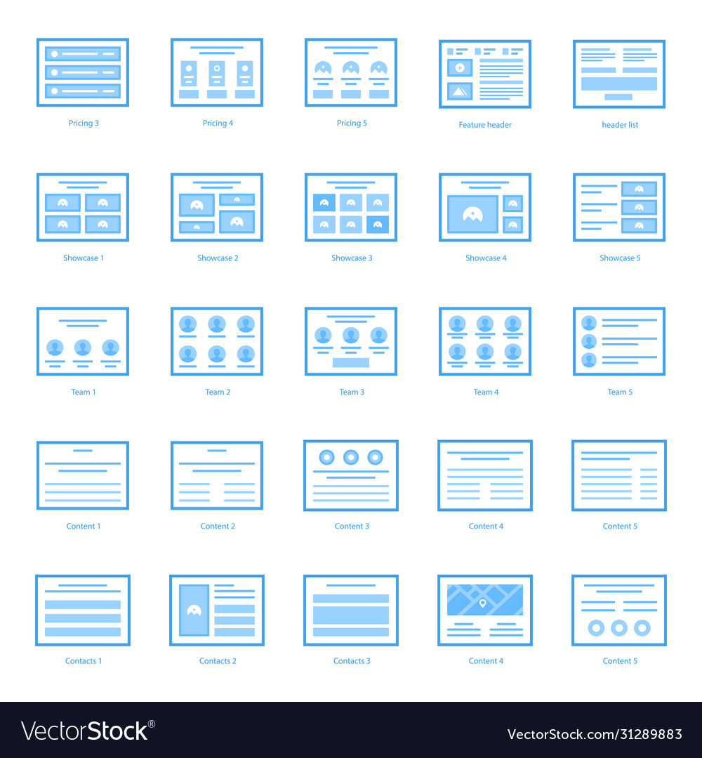 Web wireframes icons set