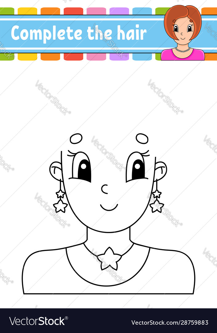 Worksheet complete picture draw hair cheerful