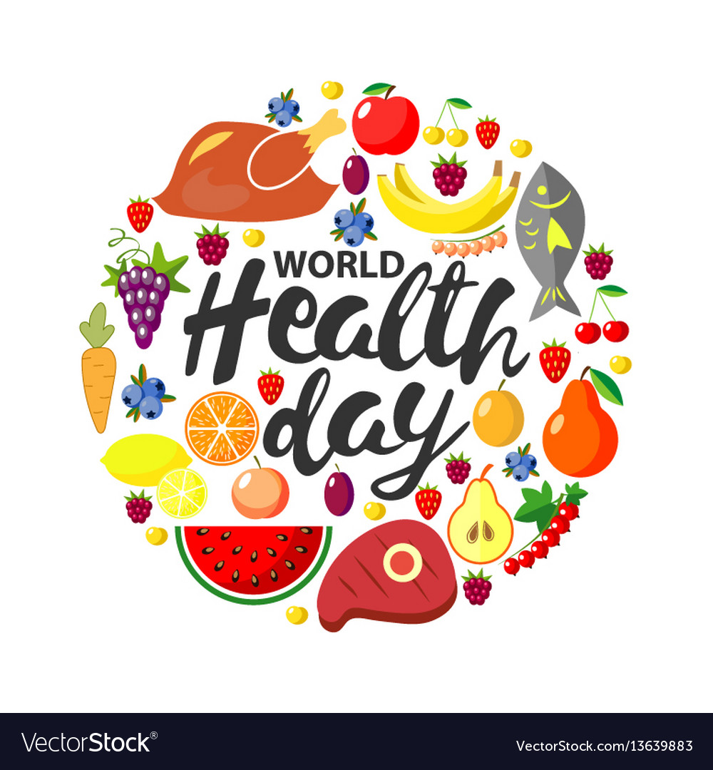 World Health Day Concept Round Banner Royalty Free Vector