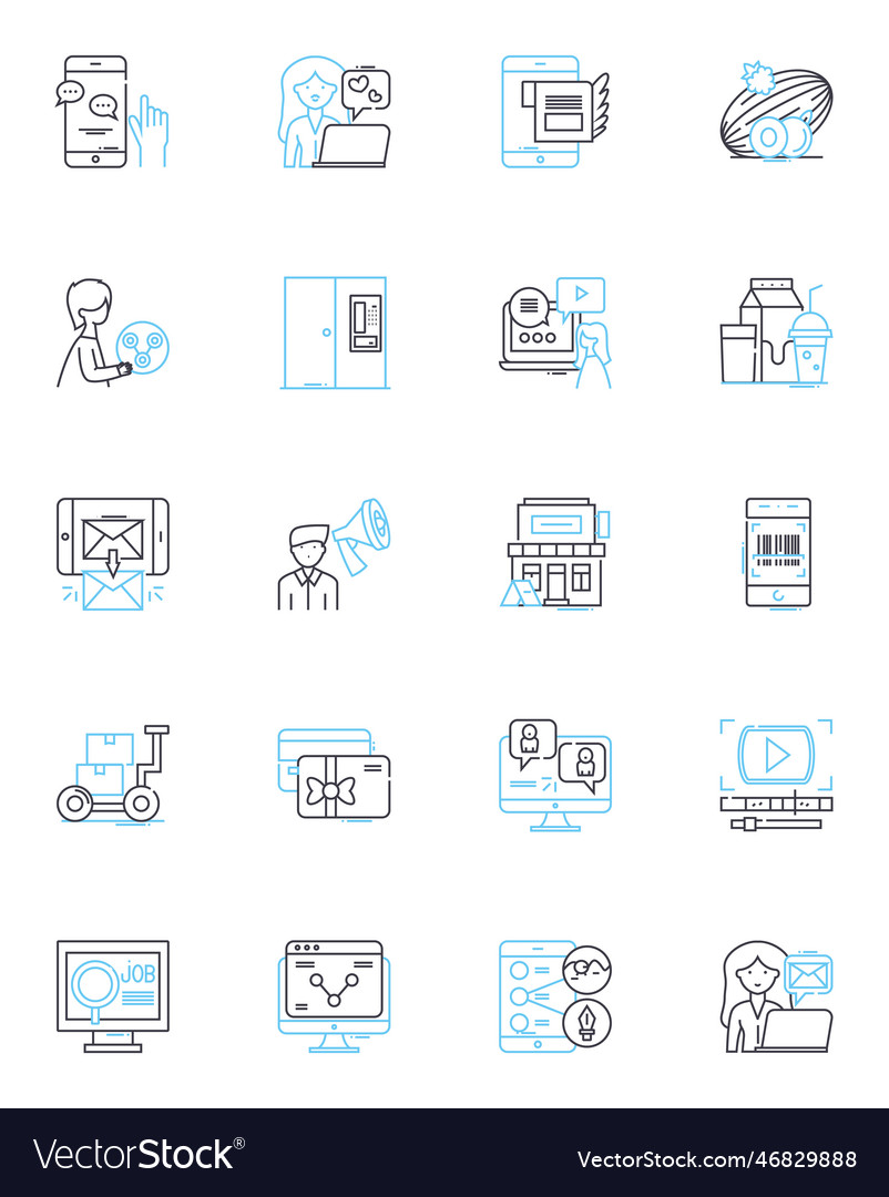 Augmented analytics linear icons set vector image Augmented analytics linear icons set