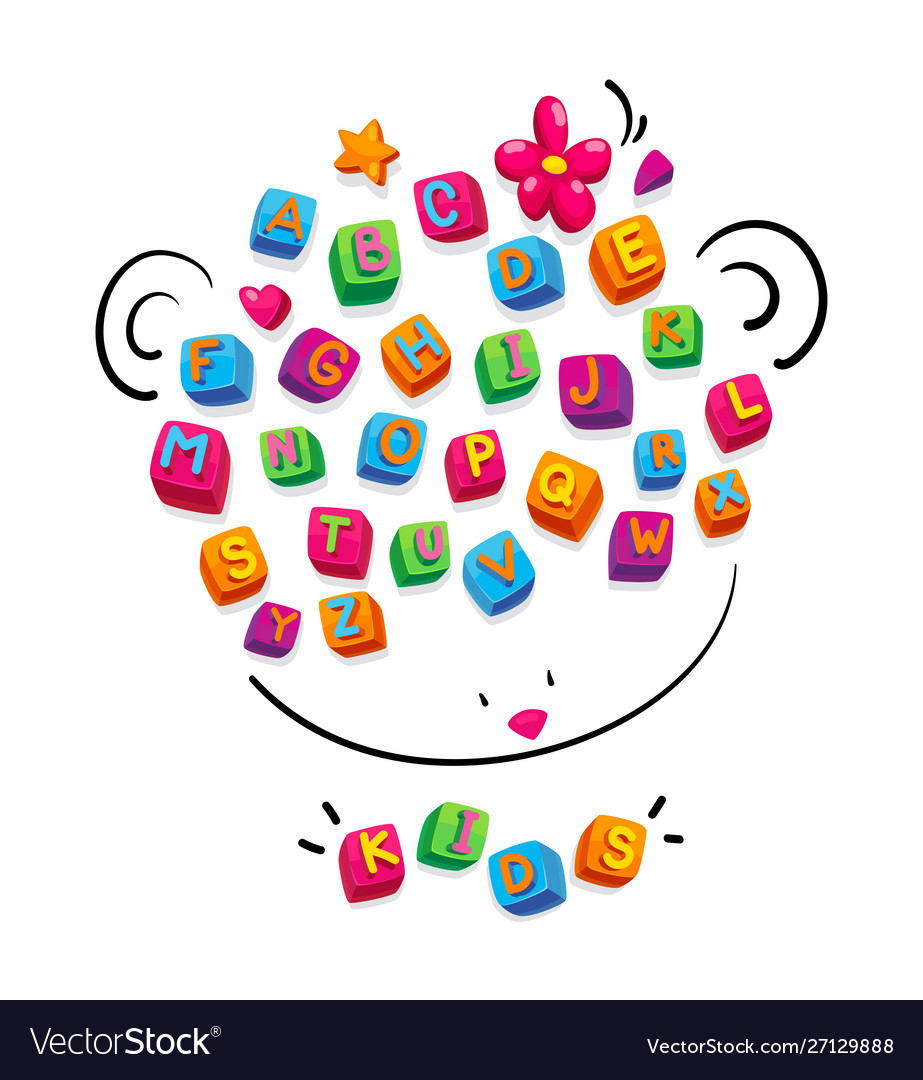 Baby cube alphabet vector image Baby cube alphabet
