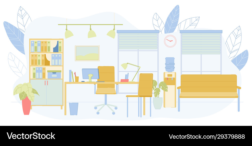 Bank Director Comfortable Office Interior Banner Vector Image