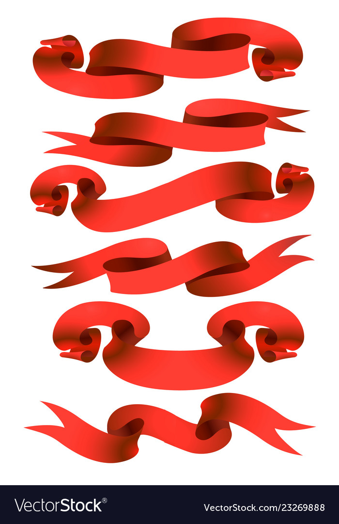 Cartoon red ribbons set Royalty Free Vector Image