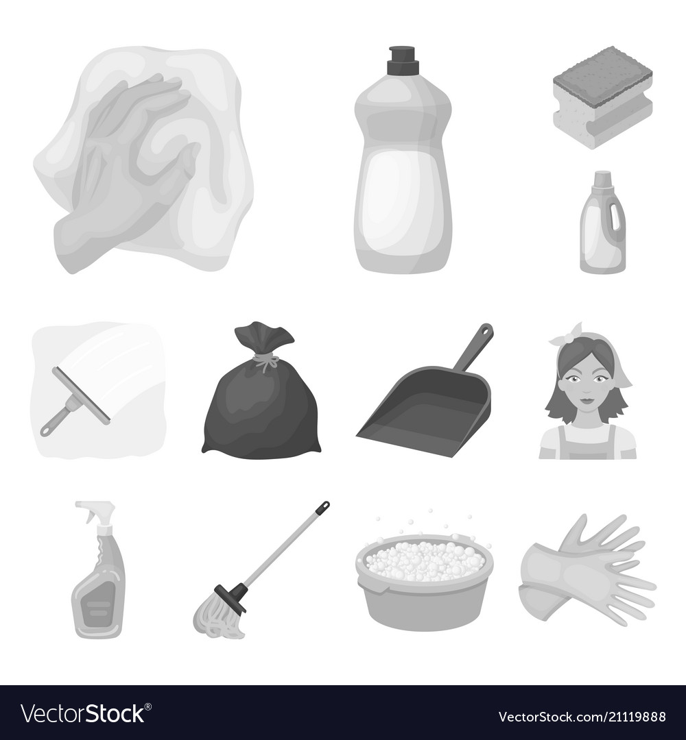 Cleaning and maid monochrome icons in set