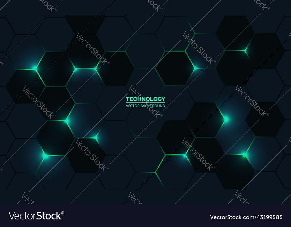 Dark hexagonal technology abstract vector image Dark hexagonal technology abstract