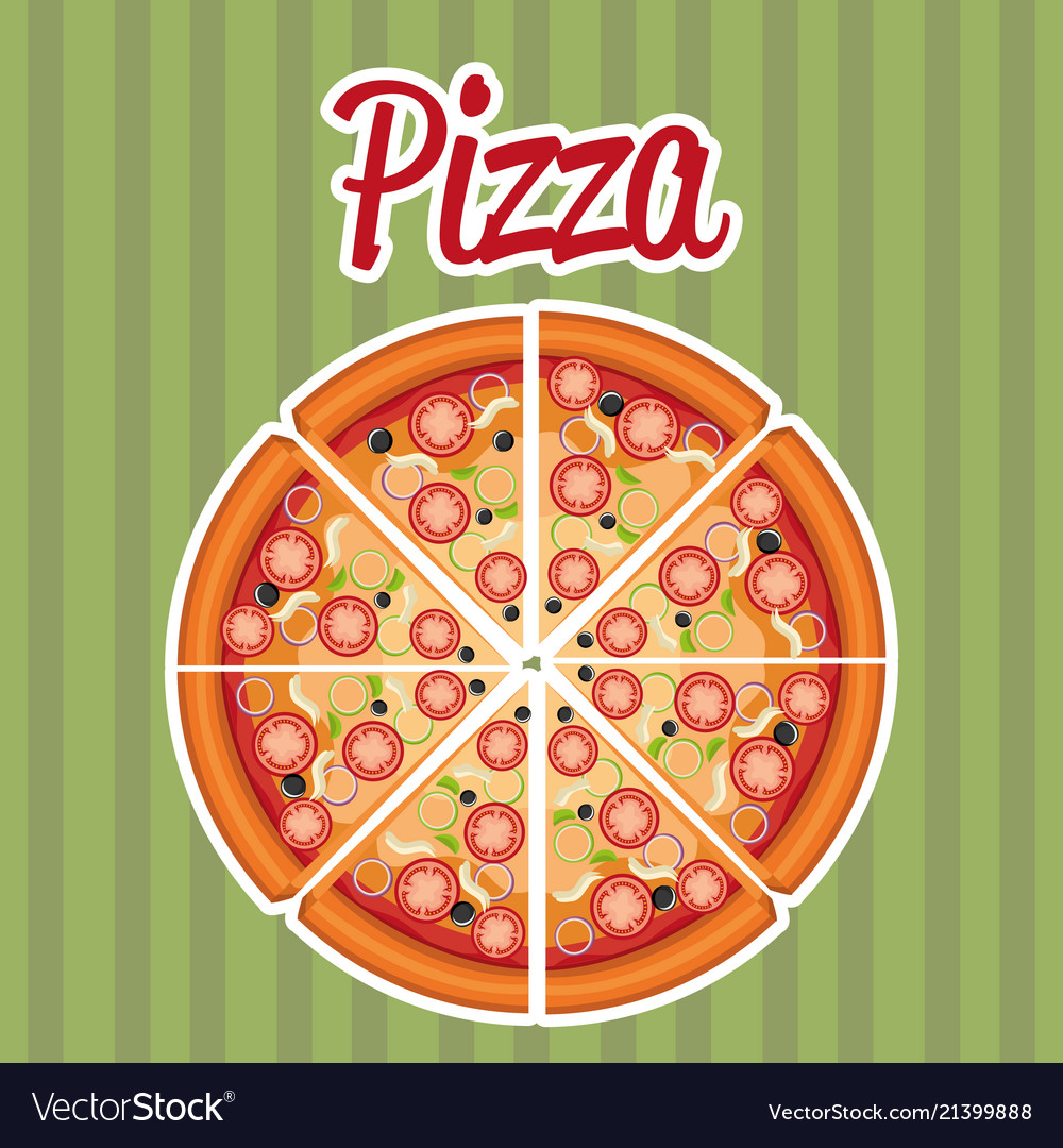 Delicious italian pizza label Royalty Free Vector Image