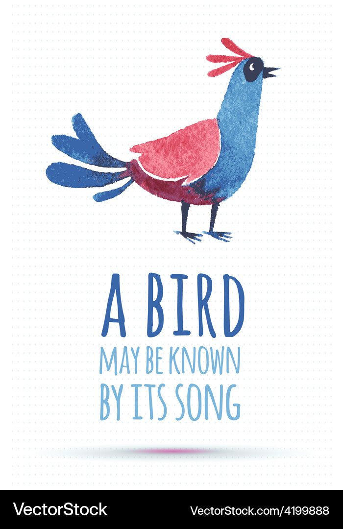 Doodle Watercolor Bird Royalty Free Vector Image