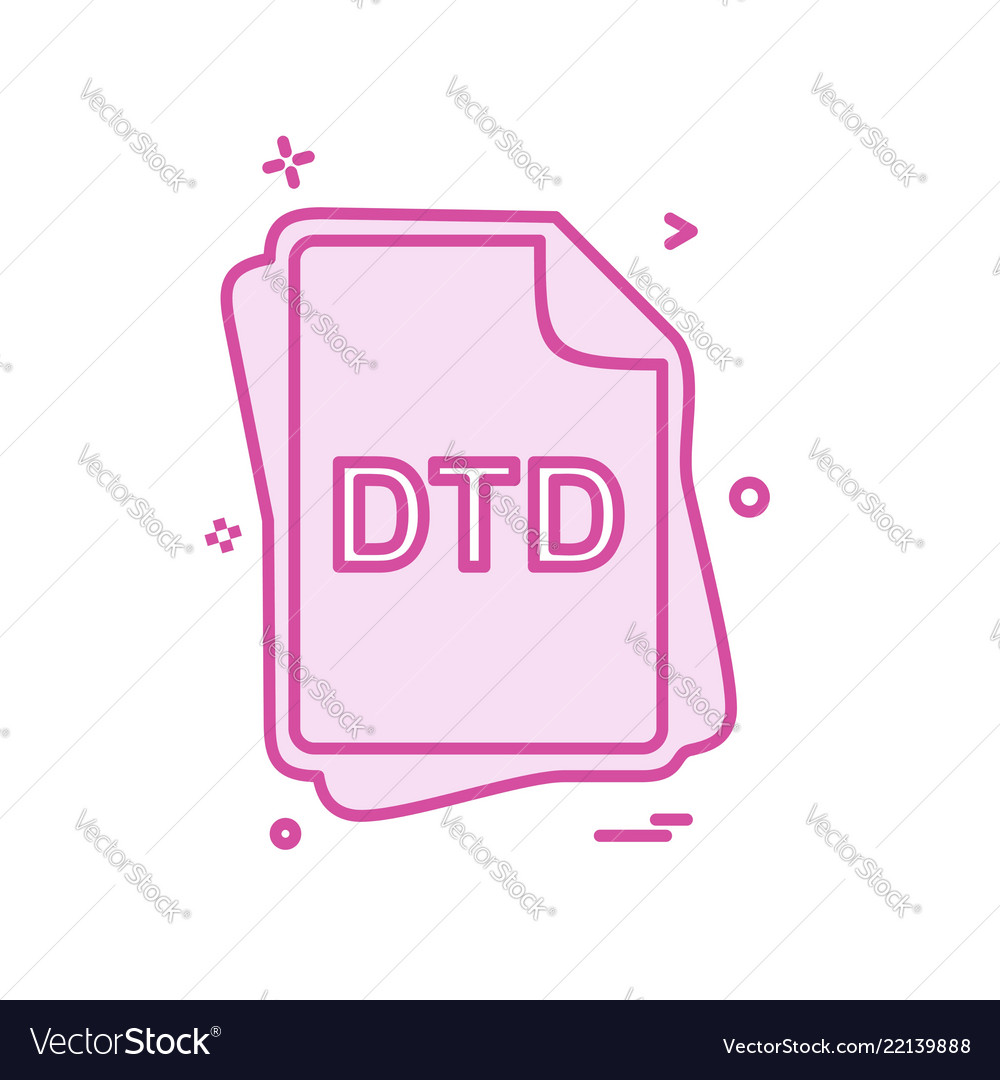 Dtd file type icon design vector image Dtd file type icon design