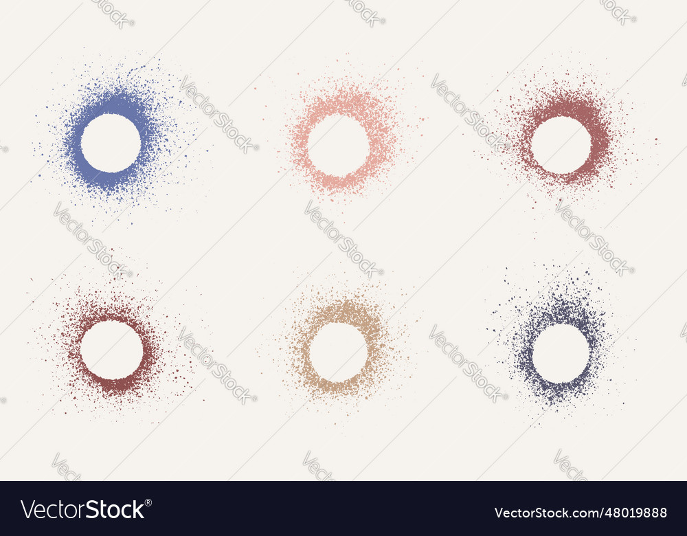 Frame set in circle shape color ink splatter vector image Frame set in circle shape color ink splatter