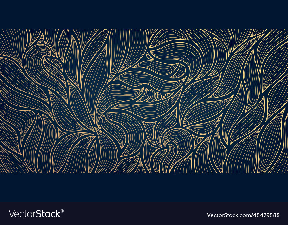 Golden leaves botanical modern art deco Royalty Free Vector