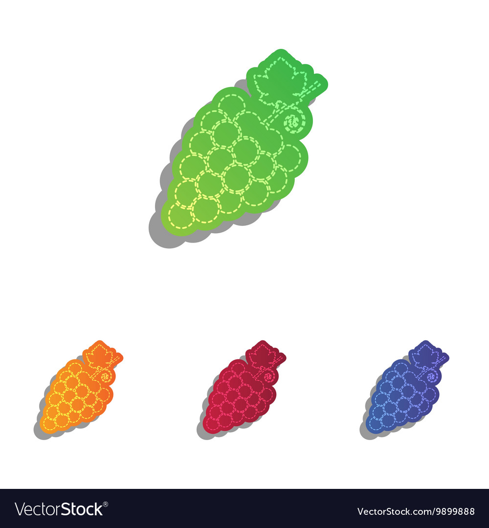 Grapes sign colorful applique icons Royalty Free Vector